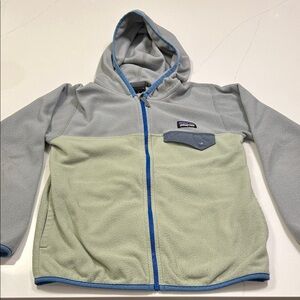 Patagonia Kids Gray and Light Green Fleece Hoodie